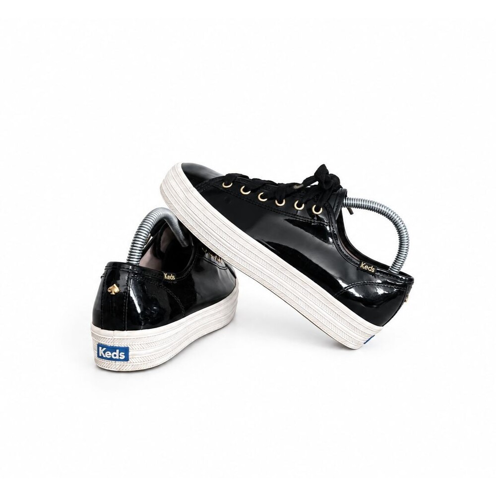 Keds x Kate Spade Black Patent Leather Platform Sneakers Women 7.5 Preppy